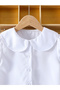 Girls White Peter Pan Collar Puff Sleeve Shirt - 3