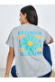Grey Floral Graphic Print Round Neck T-Shirt - 2