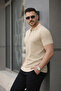 Men's Zippered Polo Neck Slim Fit Knitwear T-Shirt - 4