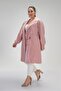 Women's Plus Size 121774 Jacket Collar Trench Coat Powder - 2