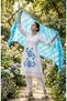 Elegant White Cotton Embroidered Kurta Set with Blue Tie-Dye Dupatta – Women’s Ethnic 3-Piece Suit