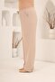 Elastic Waist Wide-Leg Large Size Women's Linen Pants Mink - 3