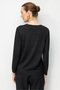 Women's Crew Neck Patterned Long Sleeve Fine Knit Blouse 26351 Black - 5