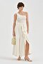Women's Long Skirt with Front Zipper and Slit Detailed Design - 4