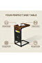 Rustic C-Shaped End Table with Side Storage Pocket - 5