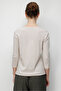Women's Open Collar, Metal Buttoned Sleeves, Cotton Piece Combed Cotton Blouse 26805 Beige - 4