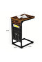 Rustic C-Shaped End Table with Side Storage Pocket - 7