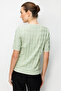 Women's Crew Neck Diamond Patterned Fine Knit Blouse 26358 Dark Green - 5