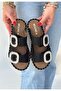 Hertas black nubuck buckle slippers