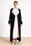 Garni and Stone Detailed Bat Sleeve Abaya Set Black 9425-Tk - 4