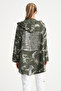 Women's Khaki Italian Sequined Back Jacket K Hooded O Oversized - 4