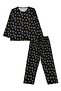 Dont Look Back Printed Pajama Set for 6-9 Years - Black