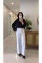 Rinno White Striped Extra High Waist Jeans, Pack of Belt - 5