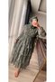 Elegant D Patterned Layered Chiffon Dress-With Belt at the Waist-Lined - 4