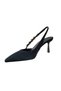 2704 Women's Satin Heeled Shoes with Stone Detail on the Side and Open Back Stiletto - 3