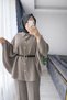 Gold Button Detail Pancohole Sleeve Belt Piece Tunic Set - Stylish Double Set - 3