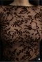Women's Brown Floral Print Sheer Tulle Blouse Long Sleeve Stylish Body - 2