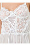 White Lace Slip Dress with Brief And Suspender Set - 3