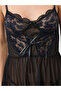 Black Lace Slip Dress with Brief And Suspender Set - 3