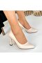 Ulba Beige Leather Stiletto Shoes - 4