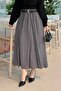 Pocket Detail Flared Skirt Metallic Gray - 4