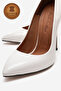 Genuine Leather White Patent Leather Pointed Toe Flat Sole Stiletto High Heeled Shoes Noah - 3