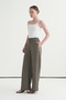 Women's Modal Lace-Up Palazzo Pants Khaki - 3