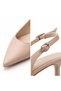 Genuine Leather 4 cm Heeled Pointed Toe Women's Shoes with Adjustable Back Strap Casual and Classic - 2