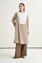 Women's Judge Collar Contrast Tunic Beige Striped