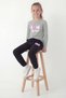 Round Neck Long Sleeve Printed Detailed Girls' Top and Bottom Set - 3