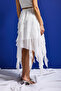 Women's White W5 Asymmetrical Cut Lace Tulle Detail Special Design Skirt - 6