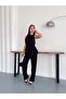 Halter Neck Stylish Wear-And-Go Double Suit with Belted Trousers - 3
