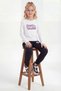 Round Neck Long Sleeve Printed Detailed Girls' Top and Bottom Set - 3