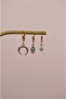 Turquoise Stone Triple Hoop Earring Set – Crescent, Evil Eye, and North Star Minimal Earring Combination - 6