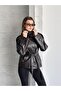 Hakim Collar Detail Short Leather Trench Coat - 2