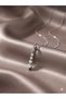 3S Vertical Row of Four Crystal Stones Silver Color Steel Necklace - 2