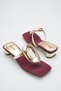 Women's Flip Flops Dore Burgundy Suede Slipper Gold Buckled Low Heels with Blunt Toe - Stylish Summer Trend - 2