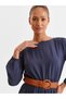 Rochie bleumarin boho chic cu fronseu - 2