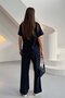 Women's Navy Blue Stone Detailed Modal Fabric Top and Bottom Two-Piece Set Mlb155 - 4