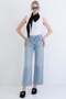 Light Blue Pocket Detailed Folded Leg High Waist Lycra Jean Trousers Alc-X15289 - 2