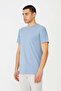 تي شيرت رجالي باللون الأزرق بياقة دائرية من Blue Basic - 2