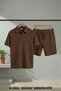Ottoman Shorts and Polo Collar T-Shirt Set Short Sleeve Summer Casual 100% Cotton