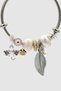 Silver Bijouterie Handcuff Bracelet with Charm Detail, Leaf and Elephant Figures - 5