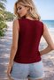 Crew Neck Sleeveless Lace-Like Knit Textured Daily Comfortable Burgundy Knitwear Sweater - 3