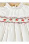 Girls White Ruffled Sleeve Embroidered Dress - 5