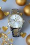 Steel Bracelet Metallic Dial Gold / Metallic Men's Wristwatch + Chain Bracelet Gift