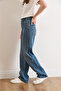 Women's Dark Blue Stone Detailed Front Washed Pipe Leg Jeans Jea-19000129 - 4