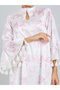 Light Pink Tassel Trim Satin Jalabiya - 4