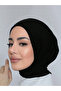حجاب أسود سادة مزين بأزرار - 5