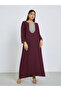 Burgundy Embroidered Yoke Jalabiya - 2